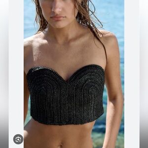 Zara Crochet Corset Black